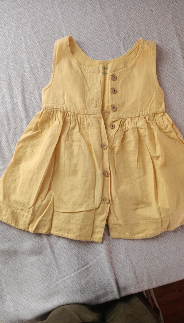 Kız Çocuk Sarı Kolsuz Keten Elbise - Görsel 2