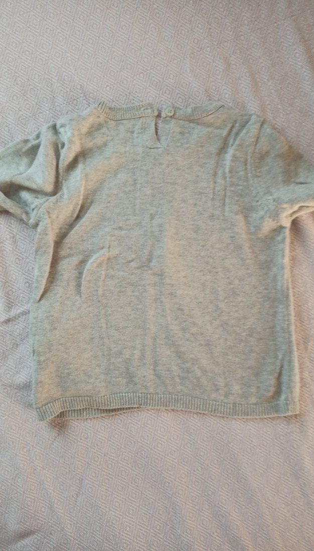 Nakışlı Gri Kız Çocuk Triko Sweatshirt - Görsel 4