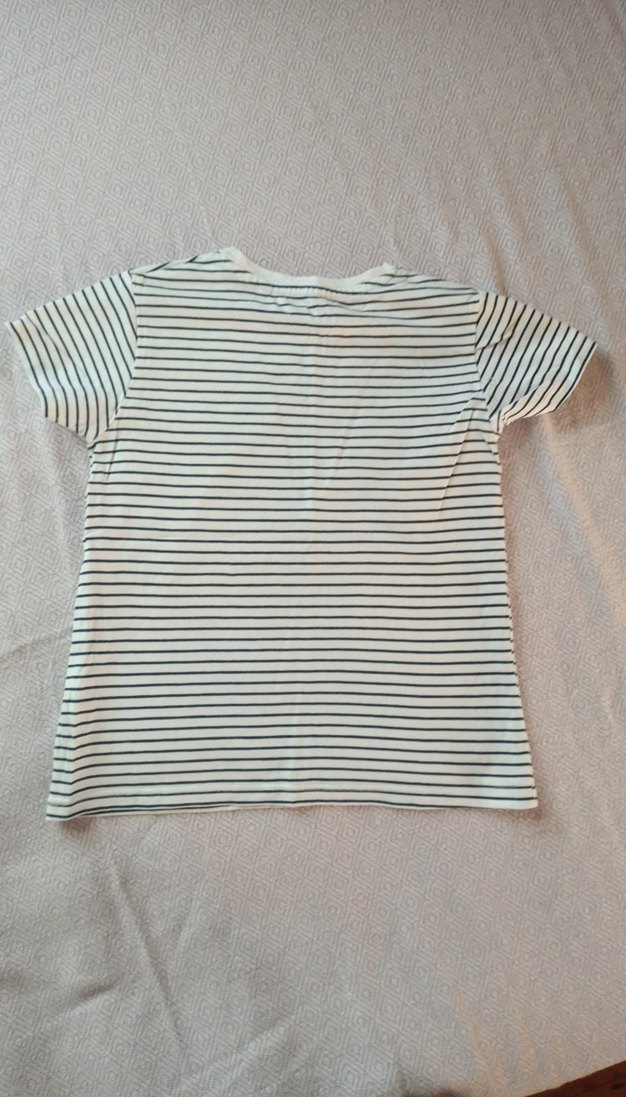 Kız Çocuk Beyaz Çizgili Tişört - Görsel 4