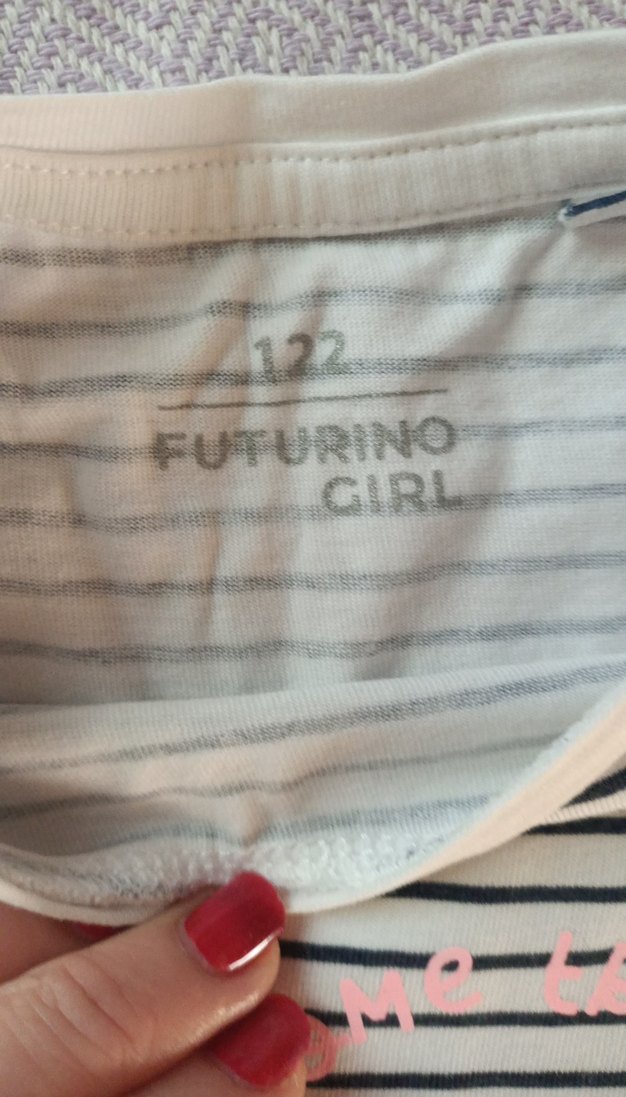 Kız Çocuk Beyaz Çizgili Tişört - Görsel 2