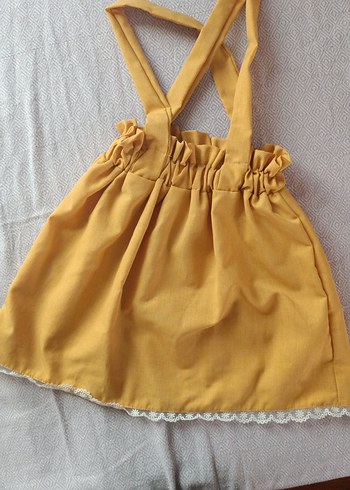 Sarı Fırfırlı Kız Çocuk Askılı Elbise - Görsel 2