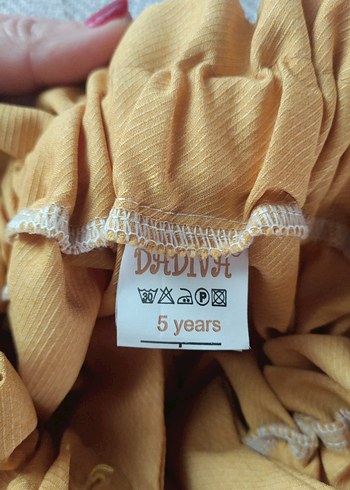 Sarı Fırfırlı Kız Çocuk Askılı Elbise - Görsel 3