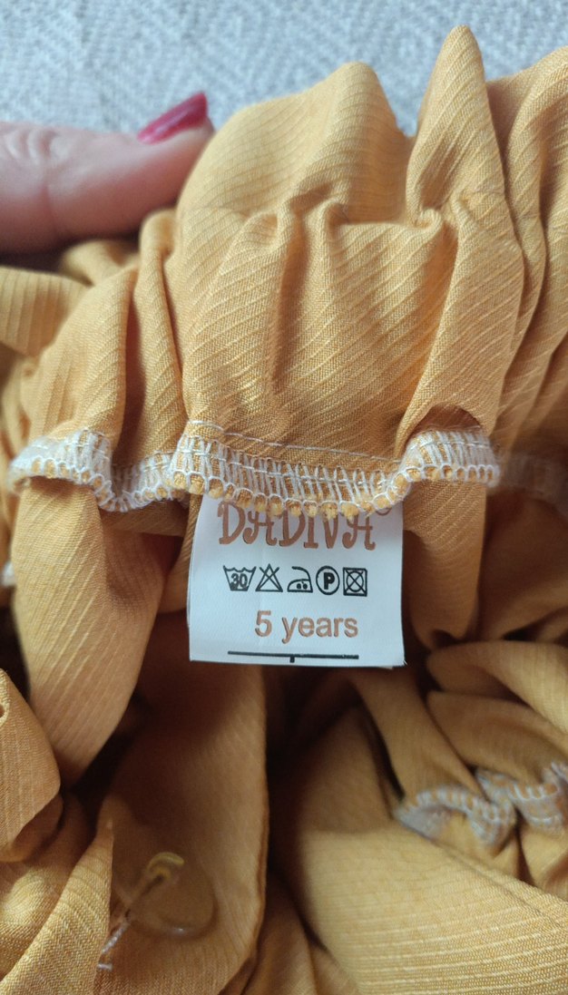 Sarı Fırfırlı Kız Çocuk Askılı Elbise - Görsel 3