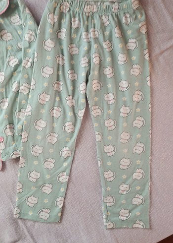 Uzun Kollu, Düğmeli Kız Pijama Takımı - Görsel 4