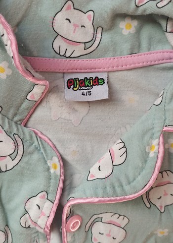Uzun Kollu, Düğmeli Kız Pijama Takımı - Görsel 2