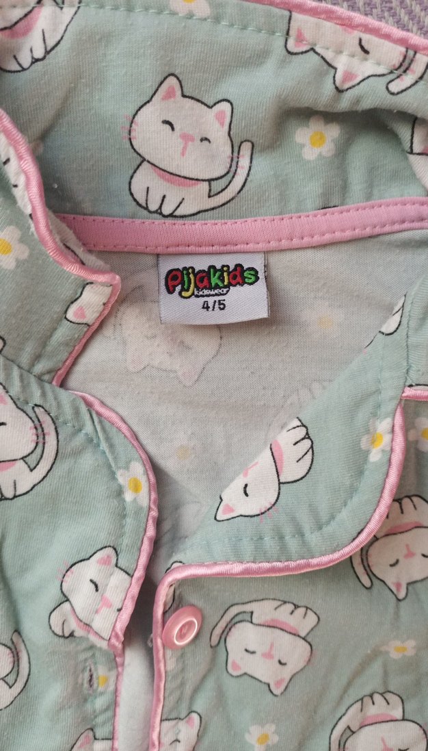 Uzun Kollu, Düğmeli Kız Pijama Takımı - Görsel 2