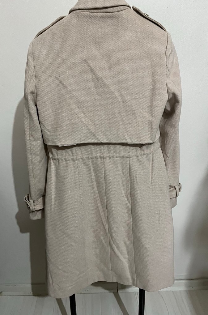 Bej Kadın Uzun Keten Trençkot - Görsel 3