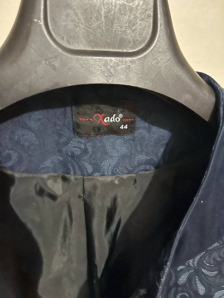 Lacivert Desen Kabartmalı Kadın Uzun Kaban - Görsel 5