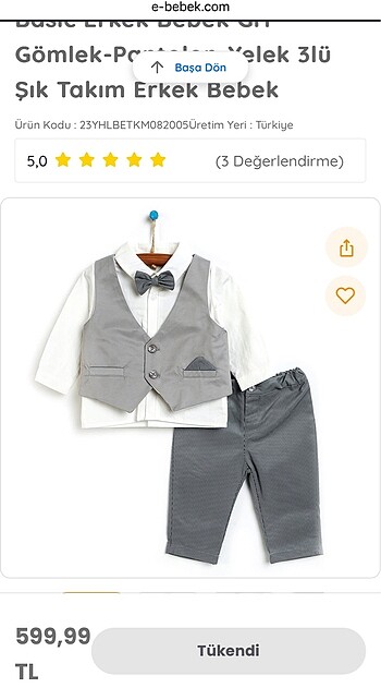 Erkek çocuk takım set
