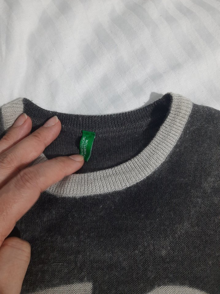 benetton Erkek cocuk Gri eskitme triko - Görsel 3