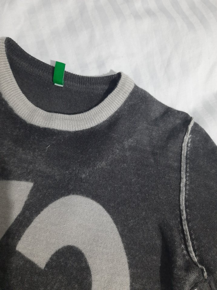 benetton Erkek cocuk Gri eskitme triko - Görsel 2