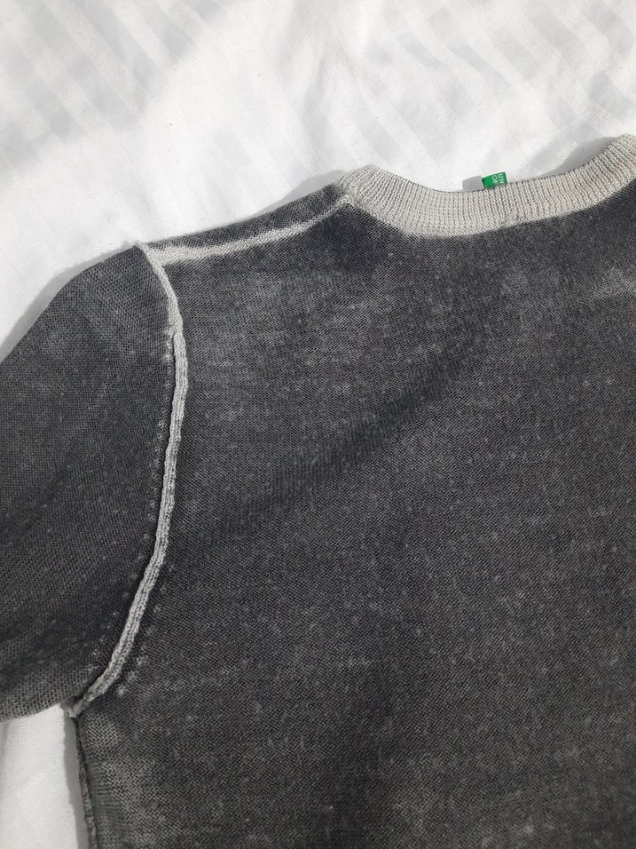 benetton Erkek cocuk Gri eskitme triko - Görsel 4