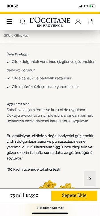 Beden Loccitane emulsıon