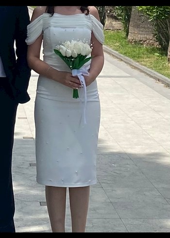 Diğer İnci Detaylı Beyaz nikah Elbisesi