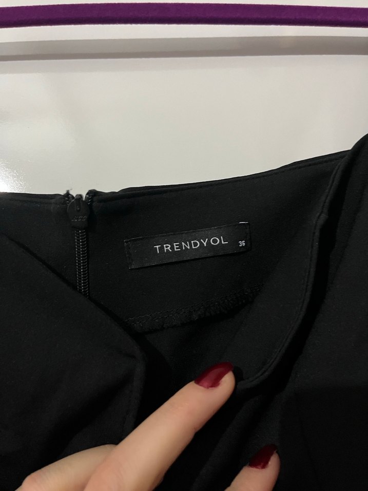 Siyah Transparan Kollu Straplez Mini Elbise - Görsel 4