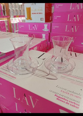 6'lı İnce Cam Çay Bardağı Seti ve Tabak - Görsel 2