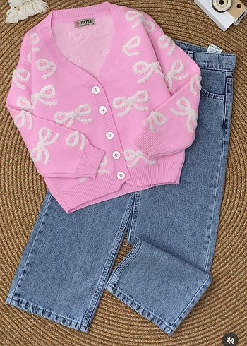 Kız Bebek Nakışlı Triko Hırka Seti - Görsel 2