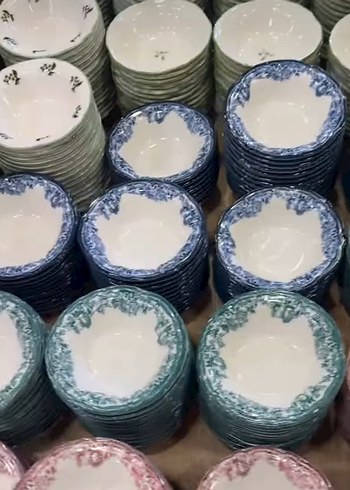 Çiçek Desenli Çok Renkli Tabak Seti - Görsel 4