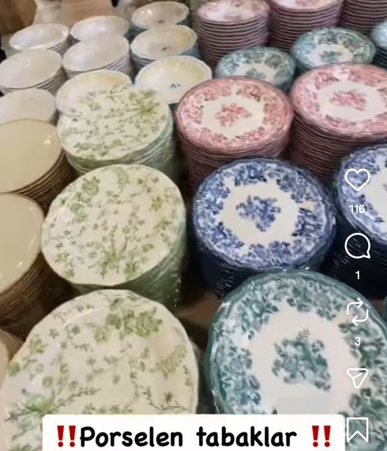 Çiçek Desenli Çok Renkli Tabak Seti - Görsel 2