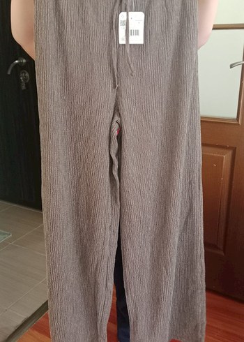 Pilili Bej Keten Kadın Pantolon