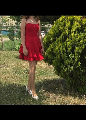 s Beden Kırmızı Prenses Mini Elbise