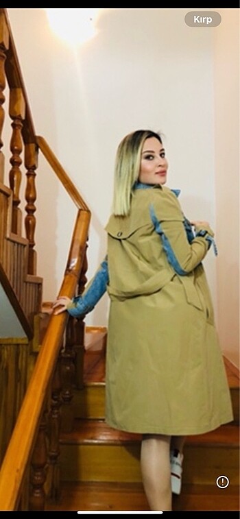 s Beden camel Renk Jean detaylı trençkot