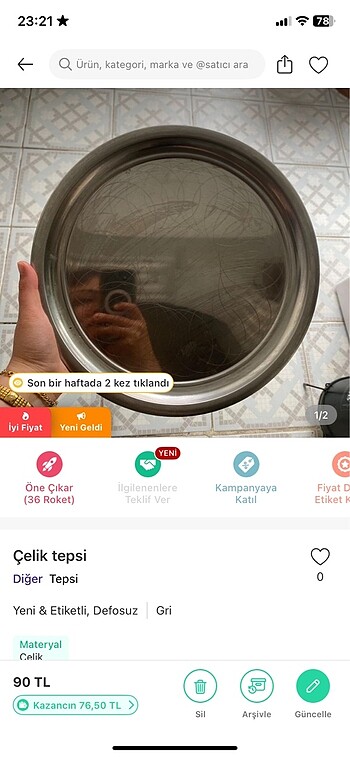 Çelik tepsi