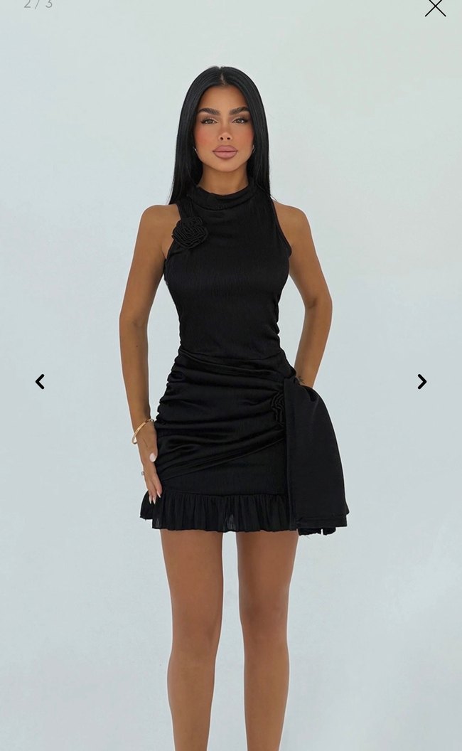 Siyah Drapeli Mini Gösterişli Abiye Elbise - Görsel 2