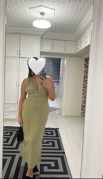 xl Beden haki Renk Uzun elbise
