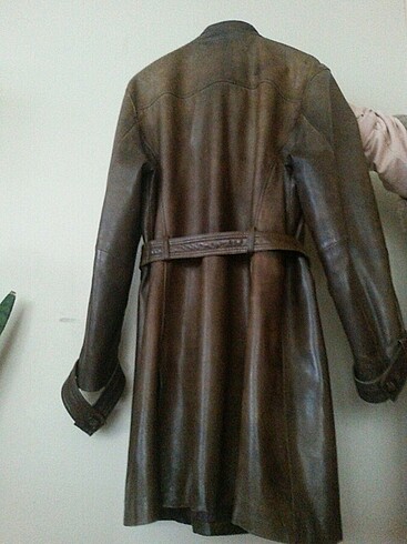 44 Beden Kadın kahverengi vintage deri ceket
