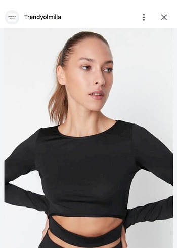 Trendyolmilla Siyah Uzun Kollu Mini Spor Üst - Görsel 2