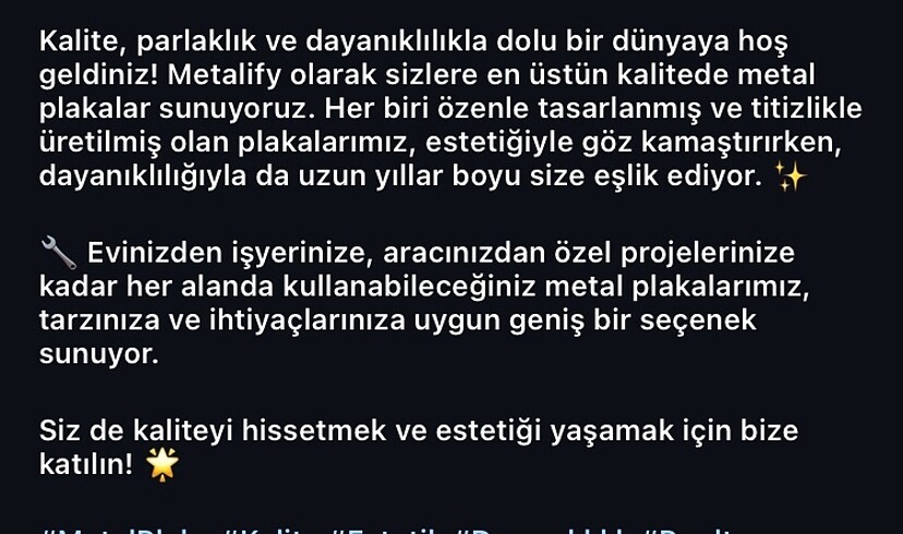Diğer Kişiye özel metal poster