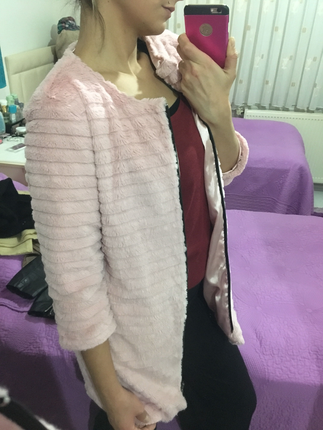 Pembe yumuşacık mont 