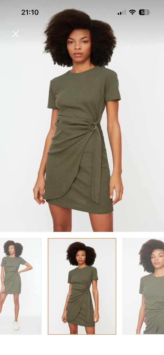 Haki Kısa Elbise XL - Görsel 4