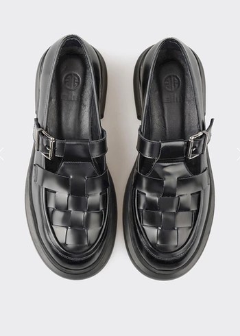 Kadın Siyah Deri Tokalı Topuklu  elle Loafer - Görsel 4