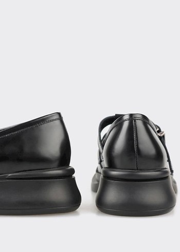 Kadın Siyah Deri Tokalı Topuklu  elle Loafer - Görsel 3