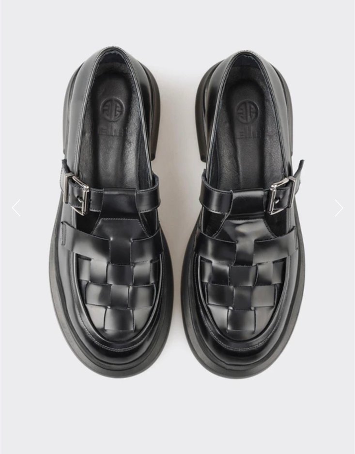 Kadın Siyah Deri Tokalı Topuklu  elle Loafer - Görsel 4