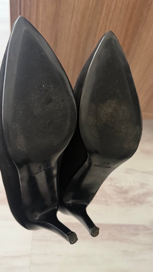 Siyah Süet Stiletto Kadın Ayakkabı - Görsel 4