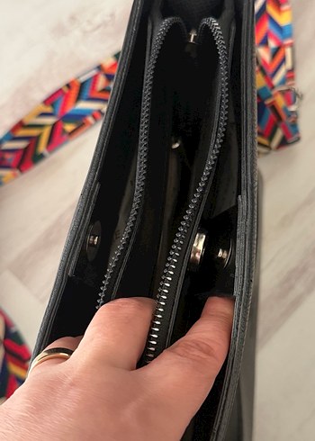 Renkli Desenli Deri Kadın Çanta - Görsel 4