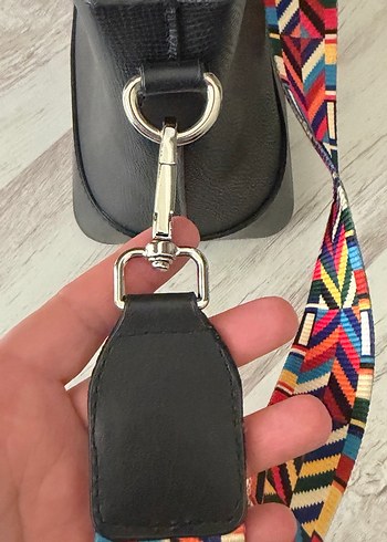 Renkli Desenli Deri Kadın Çanta - Görsel 3