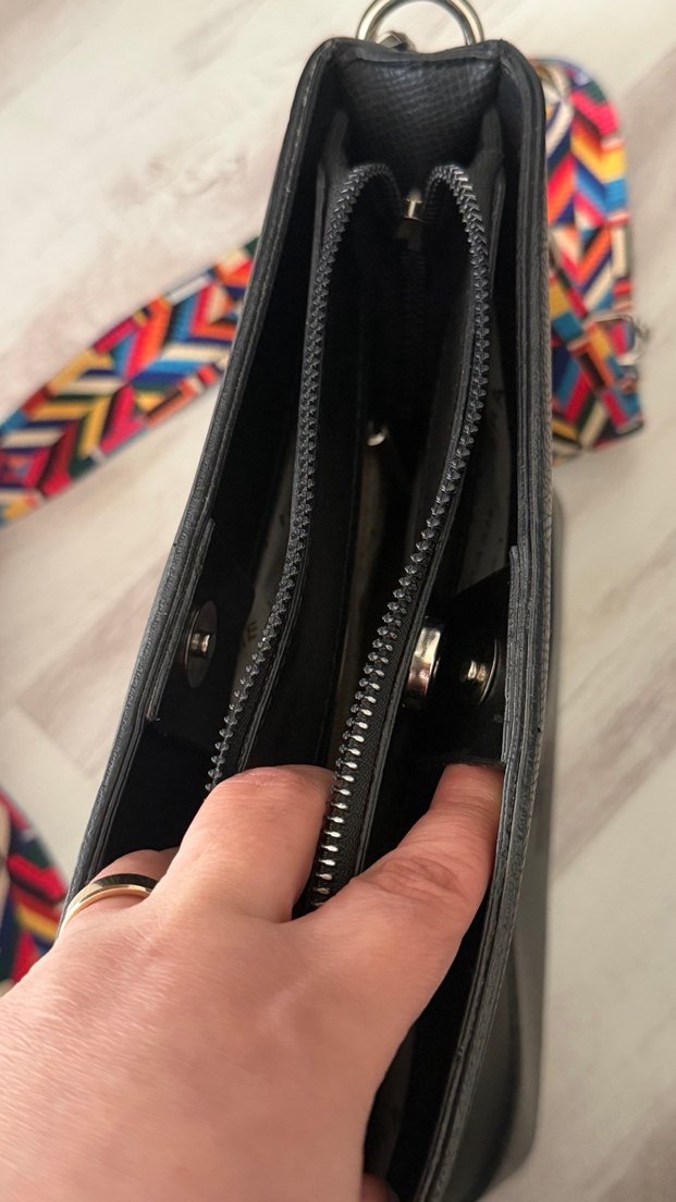 Renkli Desenli Deri Kadın Çanta - Görsel 4