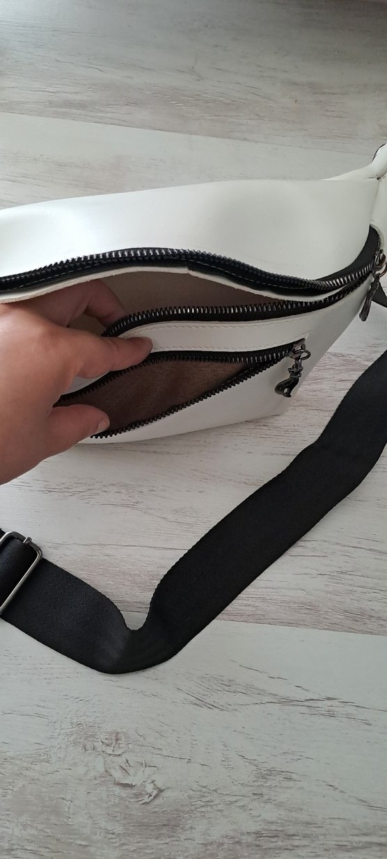 Beyaz Deri Bel Çantası - Görsel 4