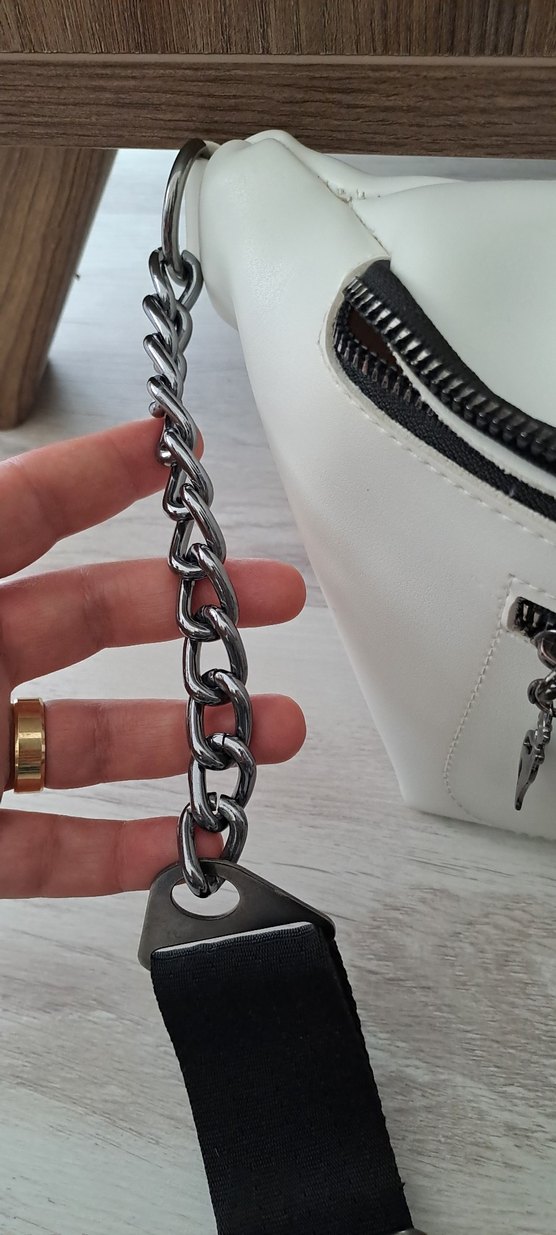 Beyaz Deri Bel Çantası - Görsel 2