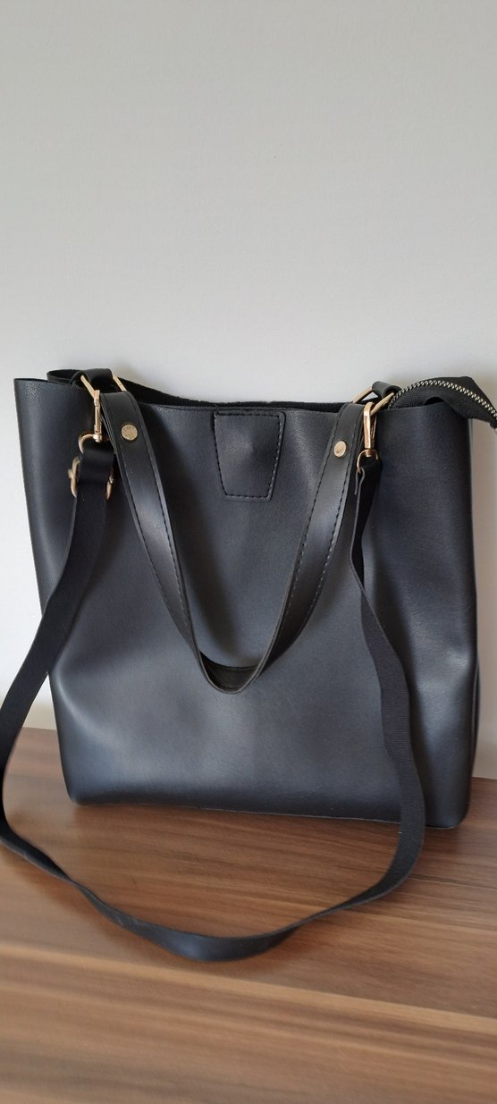 Klasik Siyah Deri Kadın Çanta - Görsel 2