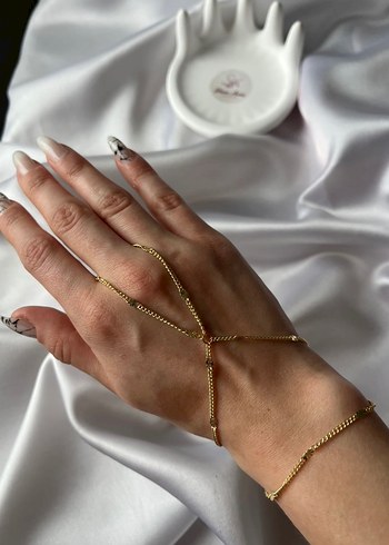 Altın Renk Zincir Detaylı Kadın El Zinciri Şahmeran - Görsel 2