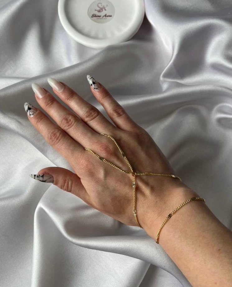 Altın Renk Zincir Detaylı Kadın El Zinciri Şahmeran - Görsel 3