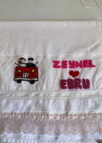Nakışlı Bohem Beyaz Havlu