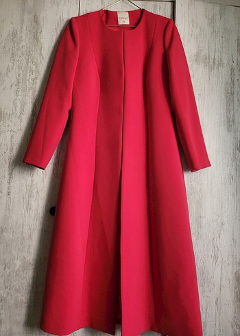 Fuşya rengi uzun kesim pardesü/Kap - Görsel 6