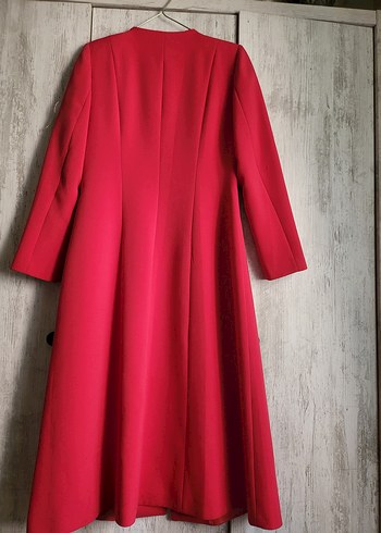 Fuşya rengi uzun kesim pardesü/Kap - Görsel 7