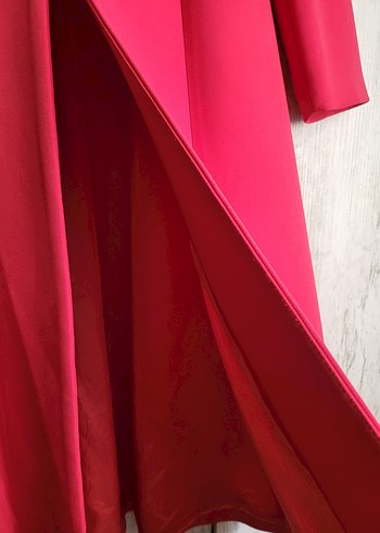 Fuşya rengi uzun kesim pardesü/Kap - Görsel 8